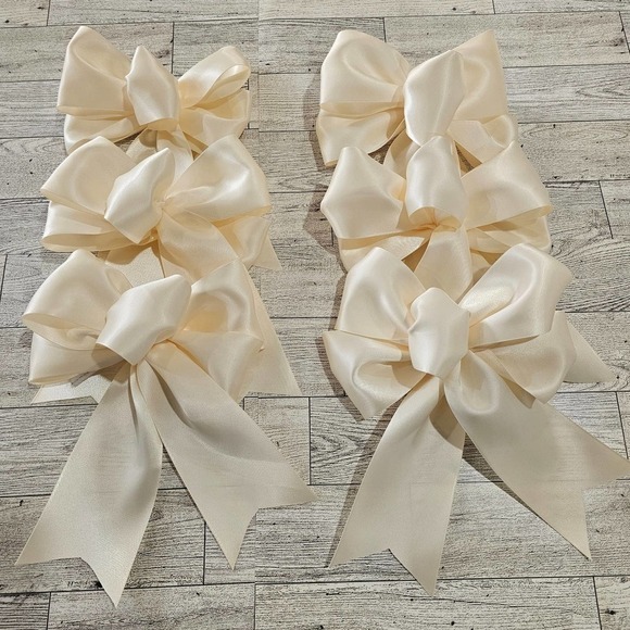 Christmas Tree Bows, Set of 6 Cream Tree Bows, Holiday Bow, Tree Decor, Ornament - Picture 1 of 7